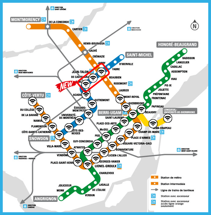 蒙特利尔最新地铁WIFI覆盖图