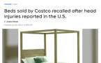 加拿大Costco召回一款床架! 横梁易塌, 5人被砸受伤!