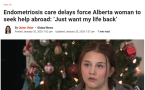 子宫频繁经历10级疼痛! 加拿大20岁妹子被迫出国做手术!