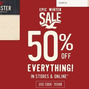 Hollister冬季特卖全场半价