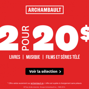 Archambault 音像,图书 2 For $20