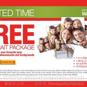 Walmart送你免费家庭照（价值$144）