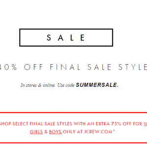 J Crew白菜价甩卖！额外75%折扣