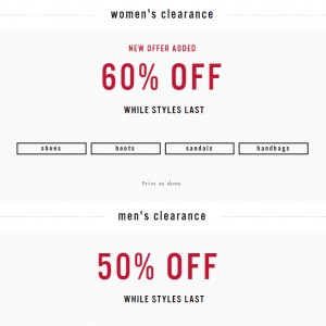 ALDO清仓 女装4折男装5折