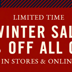 A&F冬季特卖4折起，牛仔裤全部$36，全单再享8折