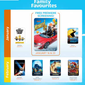 Cineplex周六家庭电影只要$2.99