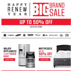 Sears家电、家居用品新年5折起特卖