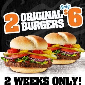 Harvey’s超值优惠2个汉堡仅$6