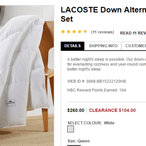 鳄鱼Queen仿羽绒被$89