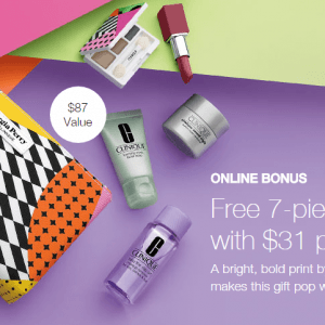 Clinique满$31送价值$87大礼包！