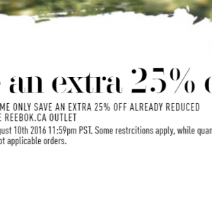 Reebok打折产品额外25%OFF