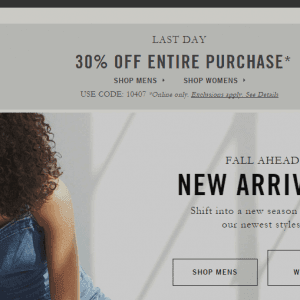 Abercrombie&Fitch全场7折