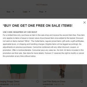 Forever 21特价产品买一送一