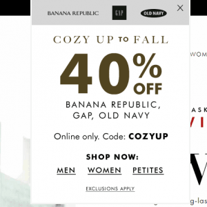GAP，OLD NAVY等品牌40%OFF