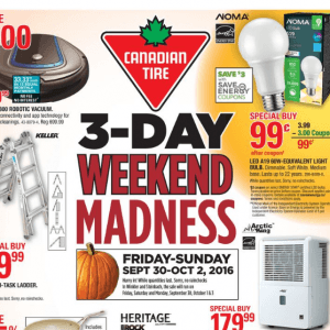 Canadian Tires本周末3天疯狂特卖