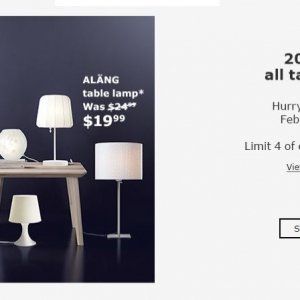 IKEA宜家全场台灯20%OFF