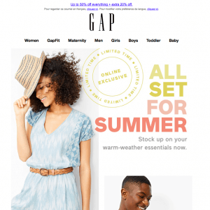 GAP网上所有商品打折 低至五折