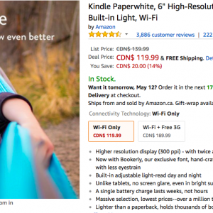 亚马逊Kindle Paperwhite打折