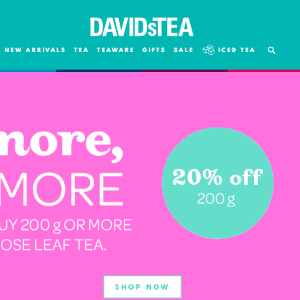 DAVIDsTEA茶叶六折起