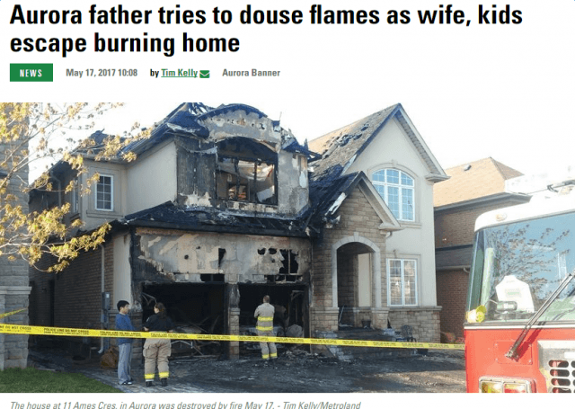 Aurora一间 0万屋烧毁华人一家四口险逃生 加国新闻 蒙城华人网 蒙特利尔第一中文网 Www Sinoquebec Com