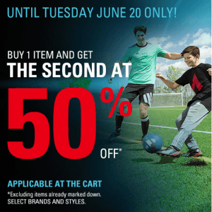 Sports Experts第二件商品五折 耐克7.5折