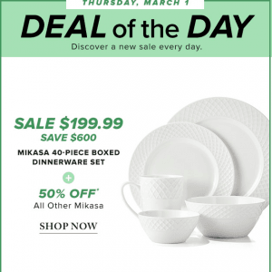MIKASA餐具直降600元！仅一天
