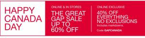 GAP全部40%OFF+最高60%OFF