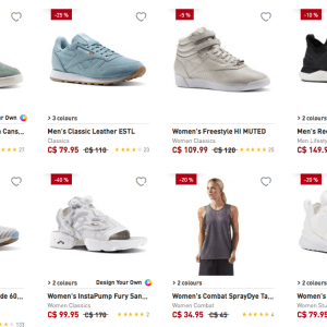 Reebok运动衣鞋特价区折上再打7折