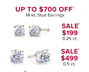 THE BAY钻石耳环直降700元 仅一天