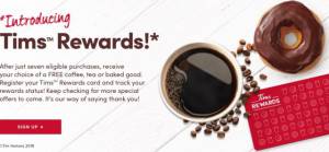 Tims推出积分卡 买满7次就送咖啡／甜甜圈／茶
