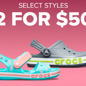 Crocs舒适鞋履买两双只要50元 免邮