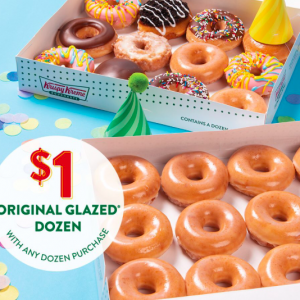 Krispy Kreme甜甜圈买一盒 第二盒只要一元