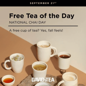 本周六你可以在DAVIDsTEA免费喝茶