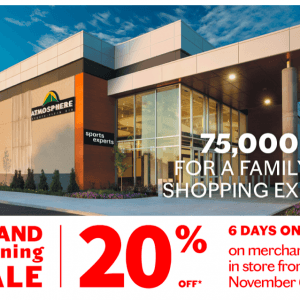 南岸DIX30 Sports Experts今天开业 全场8折 可领50元购物卡