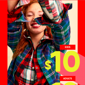 Old Navy格子衬衫全场12元 仅一天