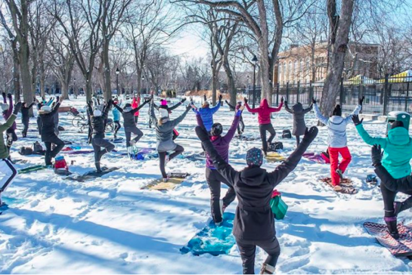 蒙特利尔免费雪中瑜伽