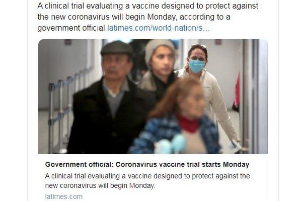 美国：首剂用于新冠病毒疫苗今天临床试验
