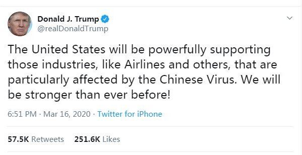 特朗普推特怒称中国病毒 被网友骂惨了
