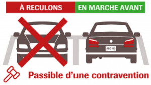 在魁省某些城市倒入车位会被罚款